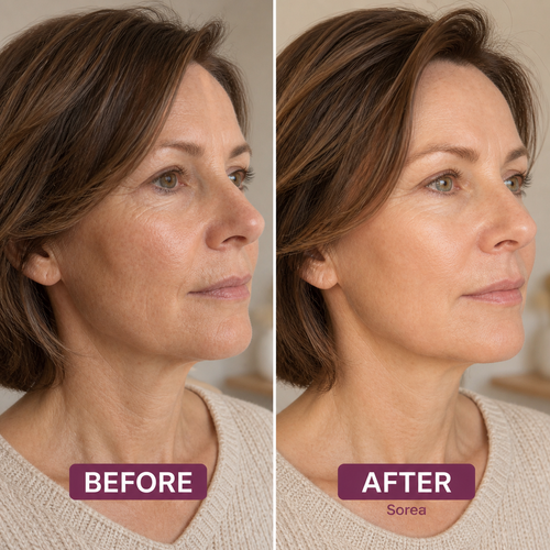 Sorea collagen mask before and after profile