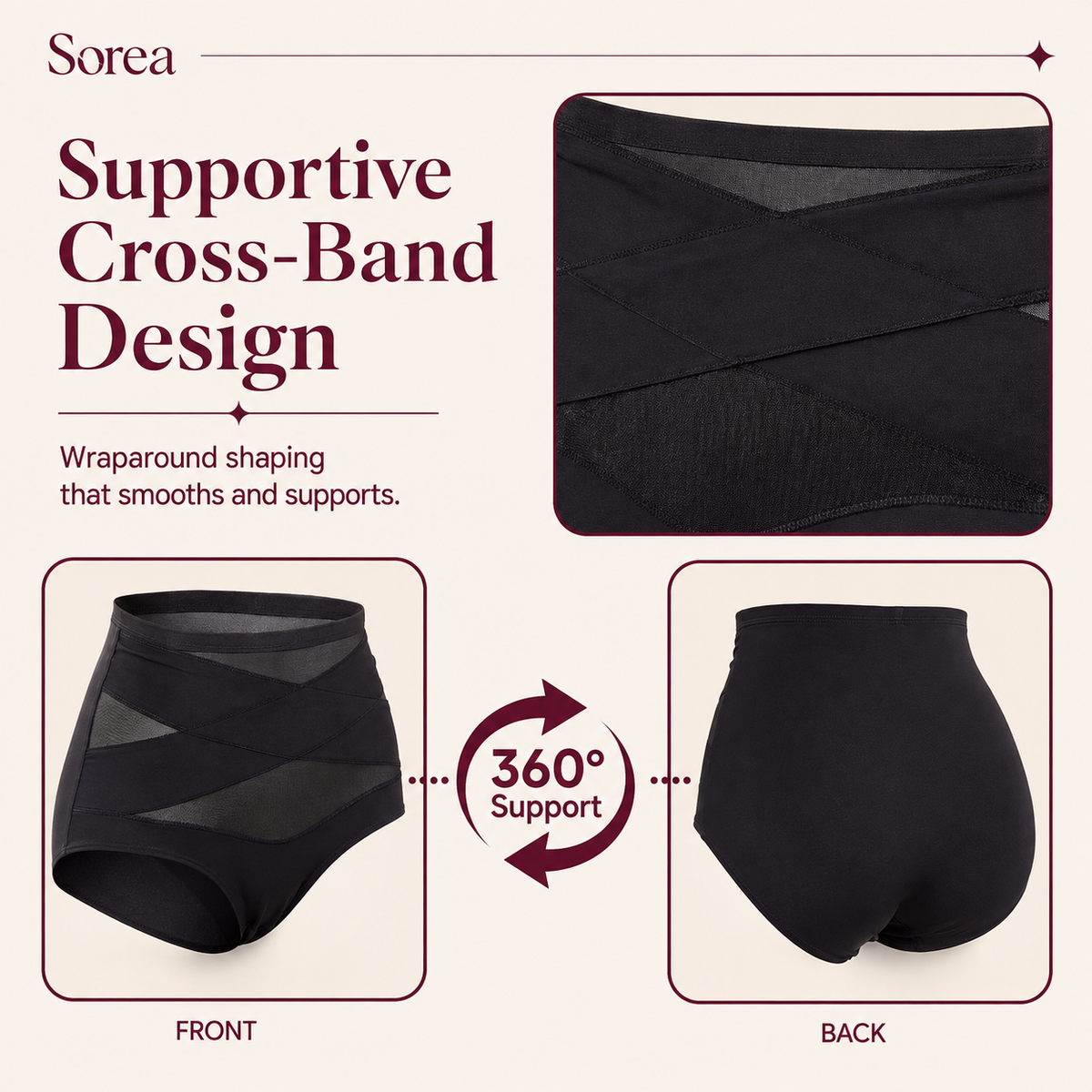 Sorea Sculpting Support Brief - technologie bandes croisées