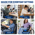 Four uses for the gel seat cushion: office, study, driving and wheelchair