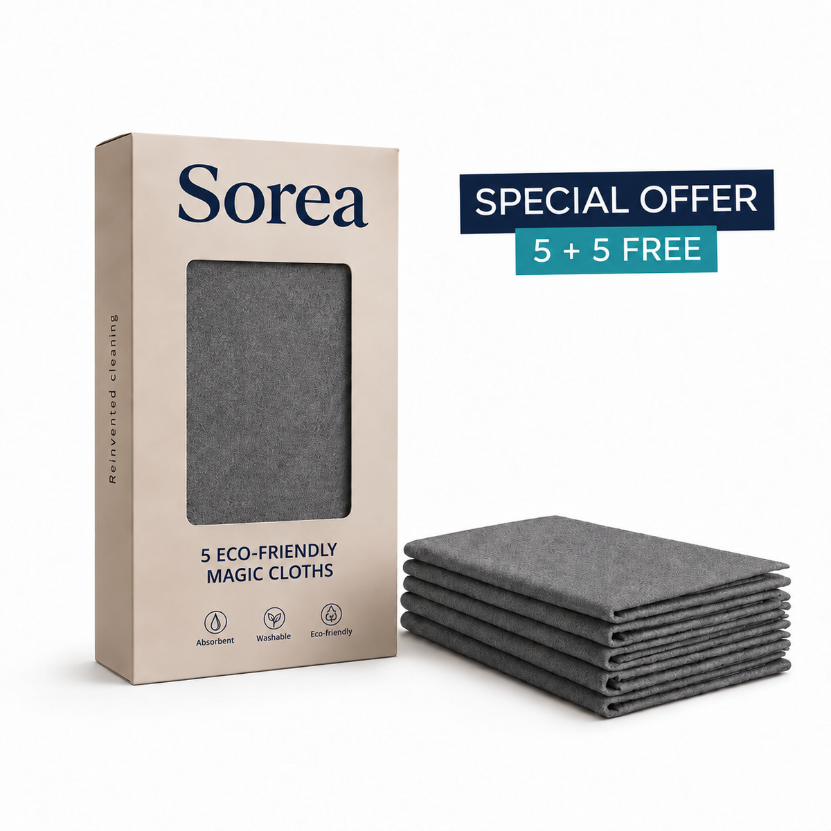 Sorea Magic Cleaning Cloths special offer 5 plus 5 free