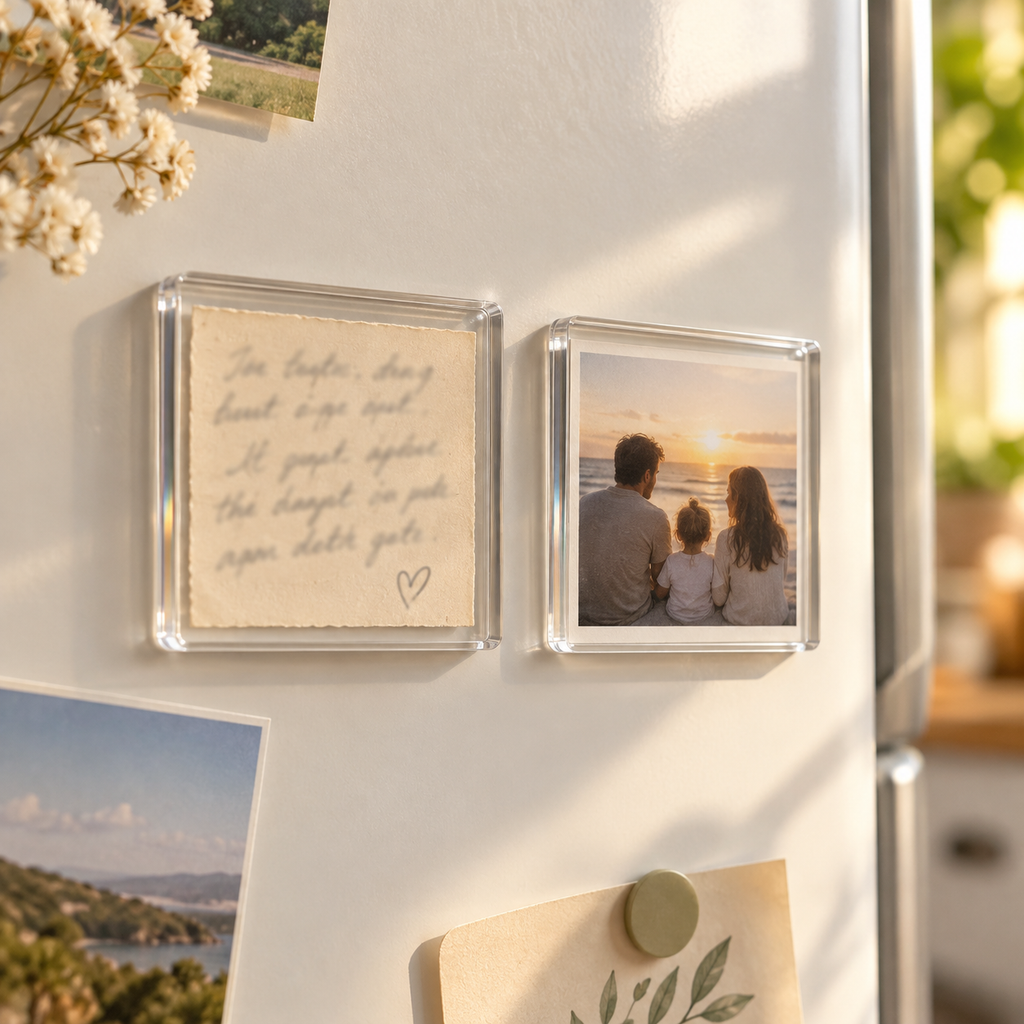 Concept visual: handwritten note in a clear magnetic frame
